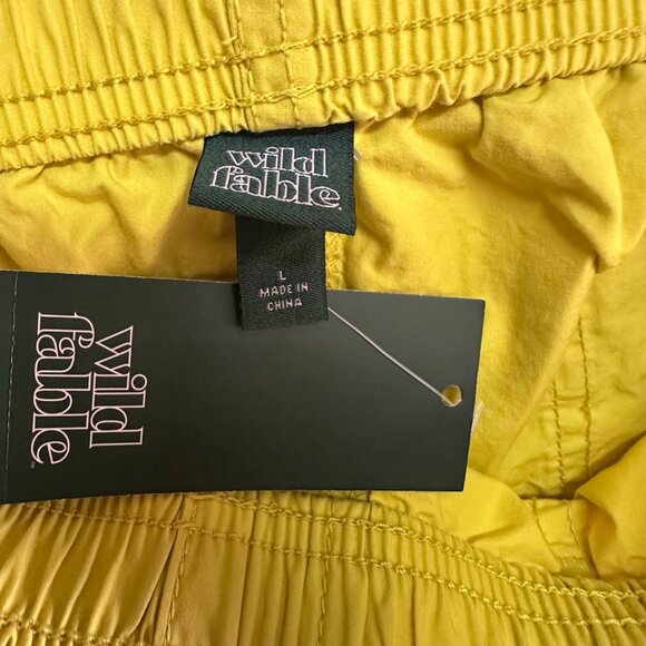 Wild Fable Yellow Cargo Pants L - Lightweight Cotton Material Elastic Waistband - Picture 6 of 11